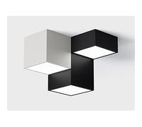 LED Flush Mount Ceiling Light Fixture, Black & White Cube Metal Ceiling Lighting 36W 6000K Cold Light Chandelier Creative Geometry Ceiling Lamp for Kitchen Island Dining Room Bedroom Living Room
