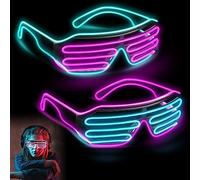 LED Gafas Con Cable, Gafas LED Light Up, 2 Piezas Gafas LED Fiesta, Glow Shutter Neon Glasses El Wire Con 3 Modos, Gafas Luminosas LED Para Fiestas, Cumpleaños, Edm, Navidad, Halloween