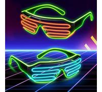 LED Gafas Con Cable Gafas LED Light Up: 2 Piezas Gafas LED Fiesta, Glow Shutter Neon Glasses El Wire Con 3 Modos, Gafas Luminosas LED Para Fiestas, Navidad, Cumpleaños, Halloween