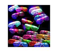 LED Glasses Glow in the Dark Party Favors Supplies for Kids 24 Pack Flashing Plastic Light Up Glasses Toys Bulk Flashing Light fit Concert Birthday Ho