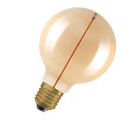 OSRAM Lámpara LED Vintage 1906 Classic Globe95 FIL, E27, esférica, dorada, 2.2W, 120lm, 2700K, luz blanca cálida, muy bajo consumo, larga vida, filamento magnético