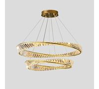 Led Gold Light Luxury Circle Crystal Lamp, Creative Chandelier, for Living Master Bedroom Dining Room Lamps and Lanterns (Color : Gold_40cm)(Gold-60+80cm)