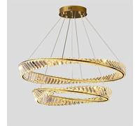Led Gold Light Luxury Circle Crystal Lamp, Creative Chandelier, for Living Master Bedroom Dining Room Lamps and Lanterns (Color : Gold_40cm)(Gold-80+100cm)