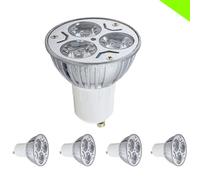LED GU10 No regulable Bombillas para foco，3w Equivalente 25W Halógena,250LM 6000K Blanco Cálido, Angulo de haz de 120°, AC 220-240V Sin Parpadeo Focos Spotlight Lámpara Reflectora,Pack de 3 (5 piezas)