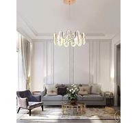 LED Height Adjustable Aluminum 3 Turns Warm Lighting Chandeliers Crystal Art Hotel Villa Restaurant Lights Gold Chandelier