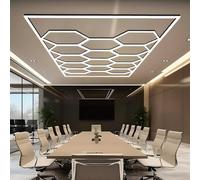 led hexagonal ,hexagon led garage ,81pcs luces de tubo, 672W 6500K luces LED de techo conectables para taller, garaje, almacén, gimnasio,sala de lavado para el cuidado del automóvil 14 HEX with FRAME