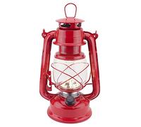 LED Hurricane Lamps, Warm White Battery Operated Camping Hurricane Lantern, Antique Metal Hanging Storm Lantern with Dimmer Switch, 15 LEDs, 150 Lumen for Indoor or Outdoor Usage (Red)
