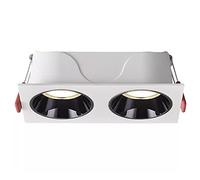 LED Iluminación empotrada de aluminio blanco Lámpara empotrable copa negra, luces techo montaje empotrado for lámpara sala estar Focos doble cabezal, CRI 90+, 3 temperaturas color(2*7W,Warm light)