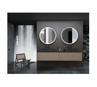 LED IMEX Espejo Redondo con Luz Perimetral Integrada al Marco de Aluminio Negro Mate Nepal - 80 cm de diámetro