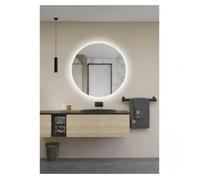 LED IMEX Espejo Redondo Retroiluminado con Luz Fría y Doble Sensor, Acabado en Color Cromo Lisboa - 70 cm de diámetro