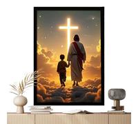 LED Jesus Wall Frame - Christian Religious Photo Art, Light Up Decorative Artwork | Ideal Decor for Bedroom Living Room Entryway Office School Church Hotel Apartment Dorm Christmas Easter Celebration