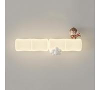 LED Kids Room Cartoon Panda/Monkey/Koala Light White Shape Hardwired Wall Lamp 3 Color Mode Rectangular Art Lighting Fixture for Children Room(Monkey,