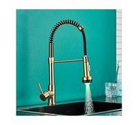 LED Kitchen Sink Faucet, Single Handle Brass Kitchen Faucets, Bifunctional Spring Kitchen Sink Faucets, Hot and Cold Water Mixer Faucet with 360 Degree Rotate,D (D)