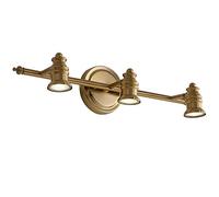 LED lámpara de espejo de baño antiguo metal aplique de pared vintage, diseño de rústica, luz de espejo ajustable, luz de maquillaje tocador americano dormitorio, 15W 3-Focos GU10, L53cm, luz blanca