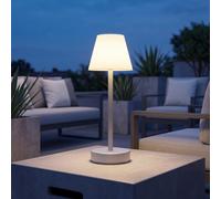 LED Lámpara De Mesa Exterior Inalámbrico 32cm IP44 Táctil Regulador Gris Blanco