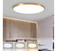 LED Lámpara de Techo 30W Plafones Redondo Moderna Blanco cálido 2700K 4000K 6000K LED Techo Blanco Frio Luz de Techo de Acrílica por Cocina Dormitorio Salón Corredor Oficina Baño Cocina Dorado (30W)