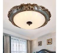LED Lámpara de techo clásica antigua Lámpara de salón Redonda vintage Lámpara de plafón para dormitorio Cristal blanco Rústico Iluminación de techo Resina europea Decorativa para oficina Comedor 50cm