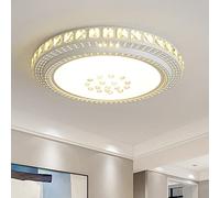 LED Lámpara de techo de cristal vidrio moderna plafón luz de salón Regulable con mando a distancia redonda creativa de cristal acrílico blanco 60cm 48W lámpara colgante para oficina dormitorio comedor