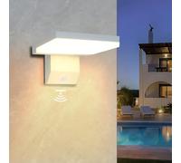 LED Lámpara Exterior Interior de 24W con sensor movimiento, lámpara de pared de 2250 lm y 3000K, Moderno Apliques de Pared resistente al agua IP66 para porche casa, garaje, paquete de 1, color Blanco