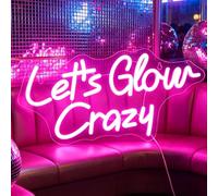 LED Let's Glow Crazy Neon Sign Light Up Signs for Bedroom Home Game Room Hotal Cafe Beer Pub Bar Party Desk Wall Art Decorations Birthday Christmas Gifts (pink)