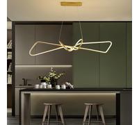 Led Light, Dimmable Creative Chandelier Linear Wave Fixture with Remote Control, Adjustable Hanging for Dining Room Kitchen Island
