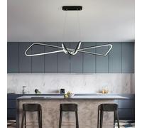 Led Light, Dimmable Creative Chandelier Linear Wave Fixture with Remote Control, Adjustable Hanging for Dining Room Kitchen Island