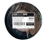 Led Light One Cable RV-K 0.6/1Kv 3x1,5mm 50m (Negro) Tensión de servicio:1000v Temperatura máxima de trabajo 90º. Cables para instalaciones interiores o exteriores, al aire, en tubo o enterrado.