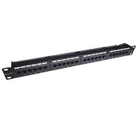 Led Light One Patch Panel 24 Puertos Panel de Distribución Cat 6 19" Pulgadas RJ-45 para Rack Modular Negro