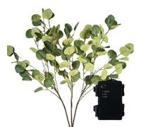 LED Light Up Eucalyptus Branch - Juego de 3 luces de olivo para macetas | 24.8 Inch Length | 60 LED Lights Warm Glow IP42 PVC | Set Of 3 Battery Powered Illuminated Branches For Tabletop, Vases