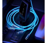 LED Light Up iPhone Que Fluye Cable de carga Múltiple 3 en 1 Cables de Carga [MFi Certified ] Lightning Cable Con USB-C&Micro USB, Lightning Glowing Cable para Apple iOS iPhone,Pad,Google,Android