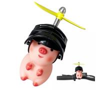 LED Light Up Rotating Bamboocopter Spinner Motorcycle Handlebar Toy | Cute Animal Doll Figurines With Headgear Motorcycle Handlebar Toy for Bicycles Motorcycle Riders Kids Adults Rotating