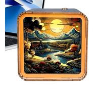 Led Light Wooden Puzzles, Puzzle Equipment Toy Night Lights, Nightlight Puzzle Toy Home Desk Decor for Kids and Adults, Wood, 3.74x3.74x1.97 Inches
