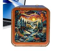 Led Light Wooden Puzzles, Puzzle Equipment Toy Night Lights, Nightlight Puzzle Toy Home Desk Decor for Kids and Adults, Wood, 3.74x3.74x1.97 Inches