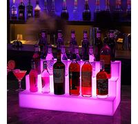 Led Lighted Liquor Bottle Display, Illuminated Bottle Shelf 3 Tier Home Bar Bottle Shelf 3 Step Drinks Lighting Shelves With 7 Preset Color And Remote Control, LJJY-KK