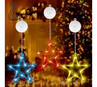 LED Luces Estrellas de Navidad Guirnaldas, Luces Navidad Exterior Pilas, Cortina de Luces Estrellas con Ventosas y Ganchos Pueden Colgar Tiendas, Paredes para Decoraciones Interior Exterior Fiestas