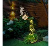 LED Luces Solares Vintage con Ganchos de Pastor, Luz Solar Exterior Jardin, Impermeable Farolillos Solares Exterior para Jardín Mesa Césped Balcón Caminos Camping Navidad Decoración(Luz cálida)