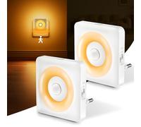 LED Luz con Sensor de Movimiento, 2pcs Luce Notturna Bambini da Presa, Modo Sensor o Siempre Encendida, Brillo Regulable, Certificación CE, Ideal para Dormitorio, Sala de Estar y Baño (Ámbar)