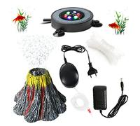 LED Luz de Burbuja del Acuario con Bomba de Aire, Kit de Lámpara Decorativa del Volcán Acuario Burbujas, LED de Oxigenación Sumergible para Acuario con adaptador