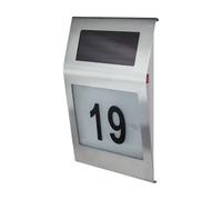 LED Luz de Número Casa Solar IP44 30 CM Alto Acero Inox. Lámpara Exterior Pared