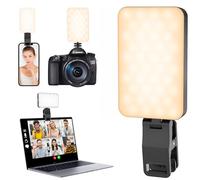 LED Luz Movil Portatil - USB Recargable Selfie Lights con Clip & Doble Orificio Tornillo de 1/4", 5 Modos / 80Leds / 3000K-6500K Mini Lampara para Teléfono Tableta Cámara TikTok Youtube