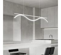 LED Metal Chandelier White Silica Gel Pendant Light with Adjustable Cord Linear Hanging Ceiling Lights Fixture for Kitchen Island Dining Room Billiard