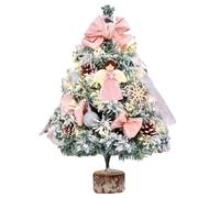 LED Mini Tabletop Artificial Christmas Tree with Decoration Set, Christmas Home Decor(Pink,18 Inch)