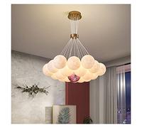 LED Modern Living Room 3D Printed Moon Lampshade Hanging Light Decor Lighting Suspension Bedroom 7/13/19 Heads Lamp (Color : A-13heads110v Size : Whitelight) (B 13heads110v)