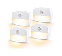 LED Motion Sensor Night Light, [4 Pack] Stick-On Night Light by Battery Powered, Stair Sensor Lights Indo F[Q