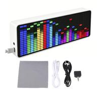 LED Music Spectrum Electronic Clock, Pantalla De Espectro Musical Con 20 Modos Dinámicos Y 7 Niveles De Brillo Y 2 Funciones De Alarma, Reloj Analizador De Ritmo RGB Para Músicos Home Studio white