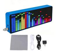 LED Music Spectrum Electronic Clock, Pantalla De Espectro Musical Con 20 Modos Dinámicos Y 7 Niveles De Brillo Y 2 Funciones De Alarma, Reloj Analizador De Ritmo RGB Para Músicos Home Studio blue