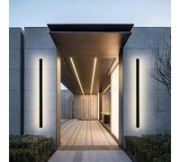 LED Negro Aplique de Pared Exterior/Interior Aluminio Lámpara de Pared IP65 Impermeable Luz de Pared Larga Luz Cálida/ Luz Neutra/Luz Blanca para Escaleras Pasillos Balcón Jardín (Luz Blanca,200CM)