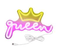 LED Neon Crown Crown Queen, LED Neon Light Up Light Up Powered Decorative Wall Light for Kids Room Dedomed Fiest, Colgantes Letreros LED Room Bar Club de Decoración de la Pared
