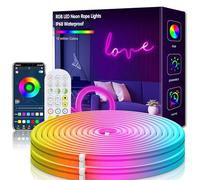 LED Neon Strip 3m, Tira de LED Neón RGB Flexible, Luz de neón silicona con APP, Telemando, IP67 impermeable, Neón Strip Luz Decorativa para Dormitorio, Bar, Sala de Juegos, Navidad y Fiestas (5M)