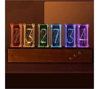 Led Nixie Tube Clock, Rgb Color Changing, Electronic Led Glow Tube Clock Simulation Nixie Tube Clock 5V Alarm Clock Usb Powered Home Decoration Gift, LJJY-KK